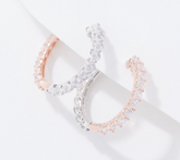 Diamonique x Udi Love Plus Two-Tone Hoop Earrings, Sterling Silver, Size 3/4"